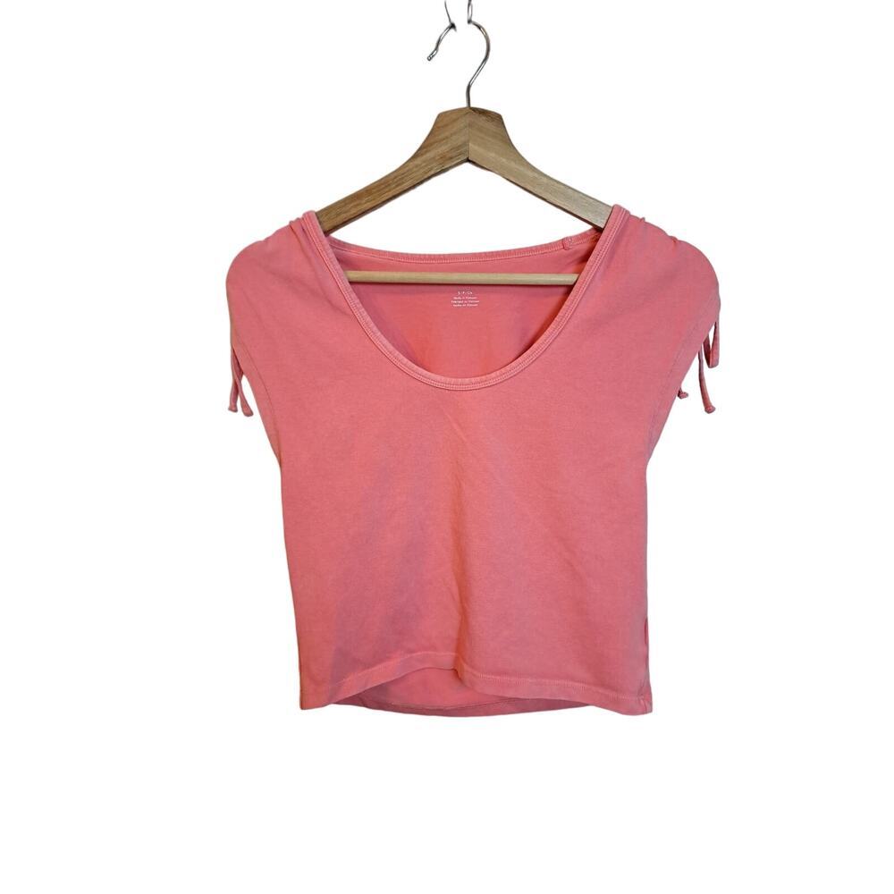 American Eagle Pink Drop Short Sleeve Tie Shoulder Summer Spring Top Sz S
